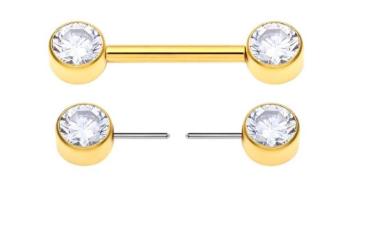 Barbelles PDV Gold strass